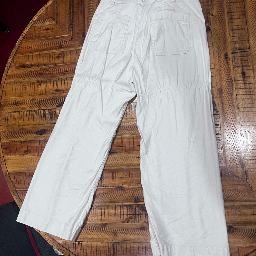Maeve Colette Cream Flare Wide-Leg pants. Linen - Picture 4 of 4